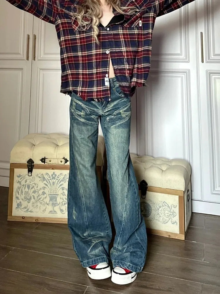 Vintage Trashy Baggy Retro 90s Distressed Wide Denim Harajuku Pant