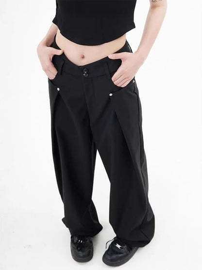 Y2K Cyber Punk Black Cargo Gothic Streetwear Oversize Wide Leg Vintage Pant