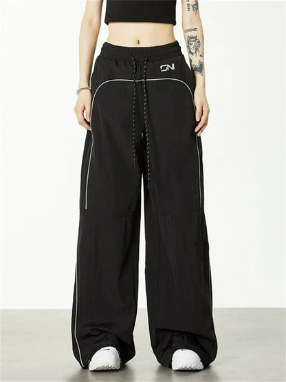 Y2K Gorpcore Brown Track Vintage Parachute Reflective Sweatpant