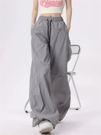 Y2K Gorpcore Brown Track Vintage Parachute Reflective Sweatpant