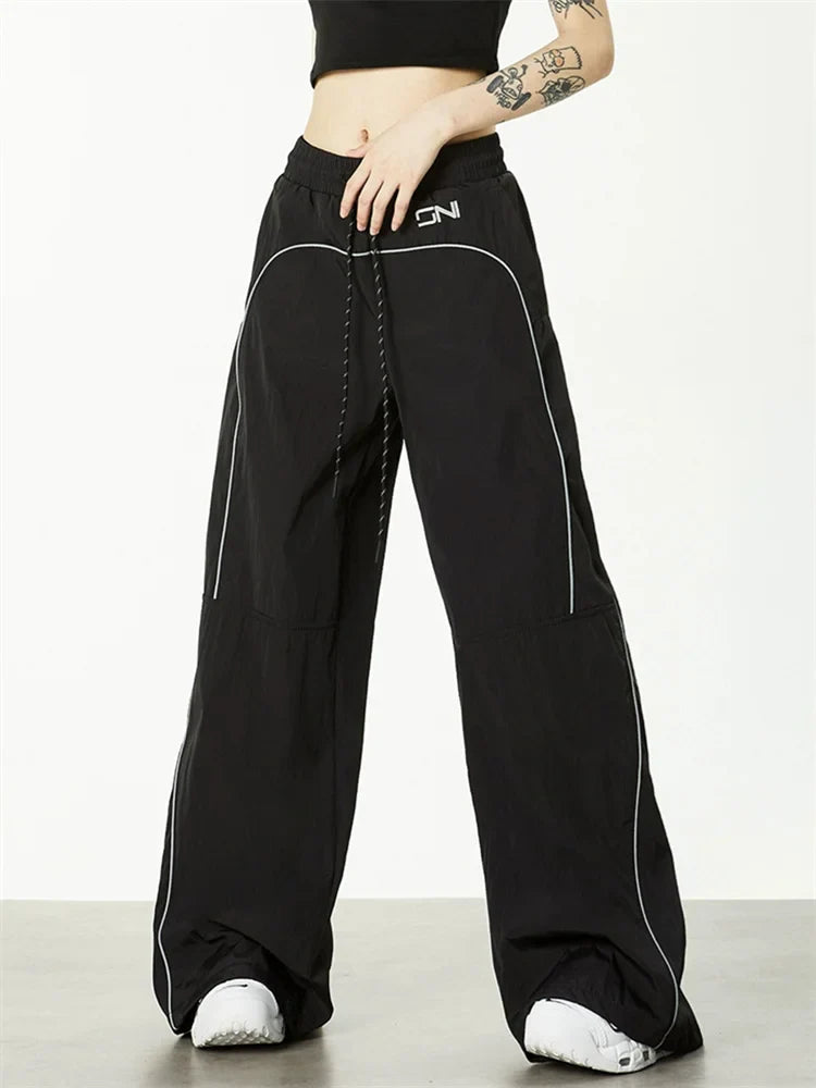 Y2K Gorpcore Brown Track Vintage Parachute Reflective Sweatpant