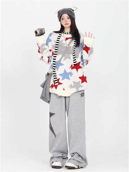 Star Jogging Sweatpants Women Harajuku Retro Vintage Patchwork Pant