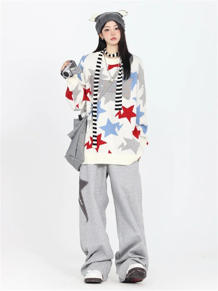Star Jogging Sweatpants Women Harajuku Retro Vintage Patchwork Pant