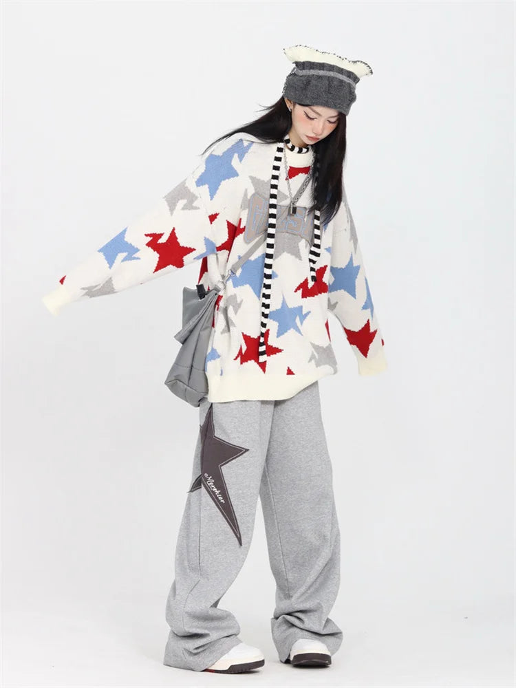 Star Jogging Sweatpants Women Harajuku Retro Vintage Patchwork Pant