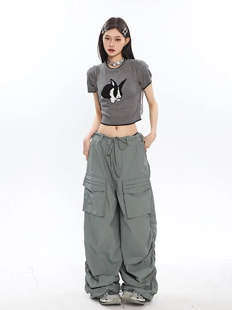 Y2K Vintage Parachute Cargo Gyaru Oversize Gorpcore Baggy Trendy Streetwear Pant