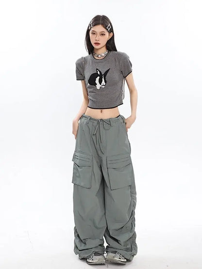 Y2K Vintage Parachute Cargo Gyaru Oversize Gorpcore Baggy Trendy Streetwear Pant