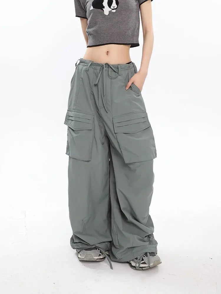 Y2K Vintage Parachute Cargo Gyaru Oversize Gorpcore Baggy Trendy Streetwear Pant