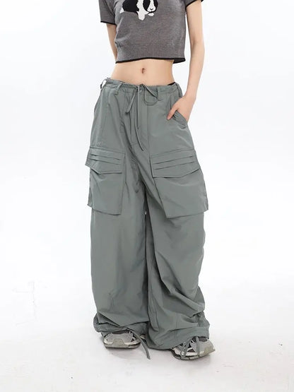 Y2K Vintage Parachute Cargo Gyaru Oversize Gorpcore Baggy Trendy Streetwear Pant
