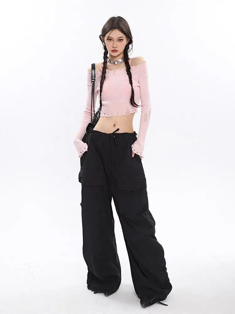 Y2K Vintage Parachute Cargo Gyaru Oversize Gorpcore Baggy Trendy Streetwear Pant
