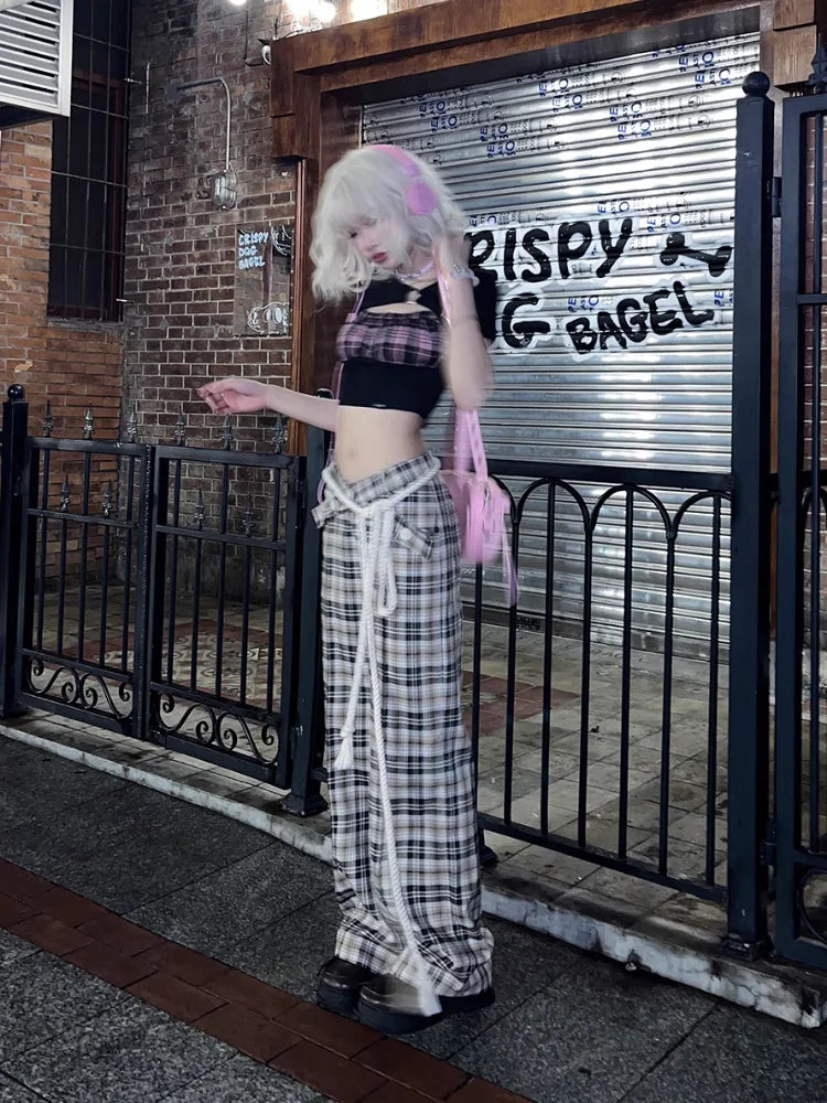 Y2K Vintage Plaid Aesthetic High Waist Checkered Korean Style Harajuku Pant