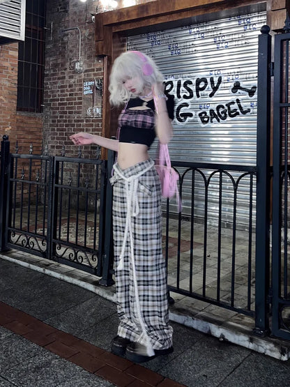 Y2K Vintage Plaid Aesthetic High Waist Checkered Korean Style Harajuku Pant