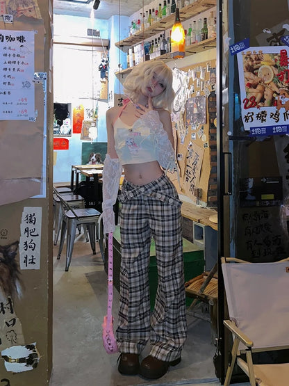 Y2K Vintage Plaid Aesthetic High Waist Checkered Korean Style Harajuku Pant