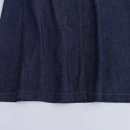 Denim Long Wrap Slit A-Line Style Elegant Holiday Skirt