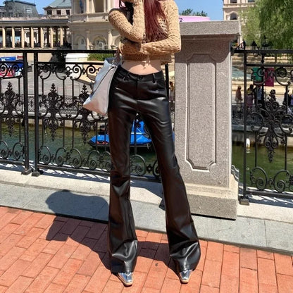 High Waist PU Leather Sexy Vintage Harajuku Elastic Elegant Sale Pants