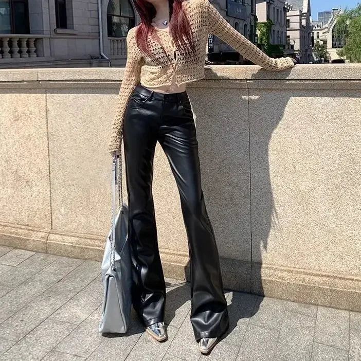 High Waist PU Leather Sexy Vintage Harajuku Elastic Elegant Sale Pants