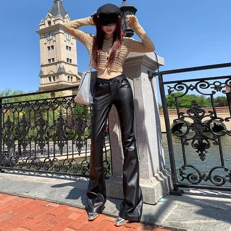 High Waist PU Leather Sexy Vintage Harajuku Elastic Elegant Sale Pants