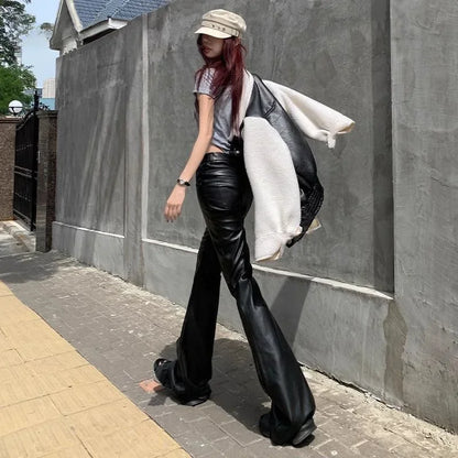 High Waist PU Leather Sexy Vintage Harajuku Elastic Elegant Sale Pants