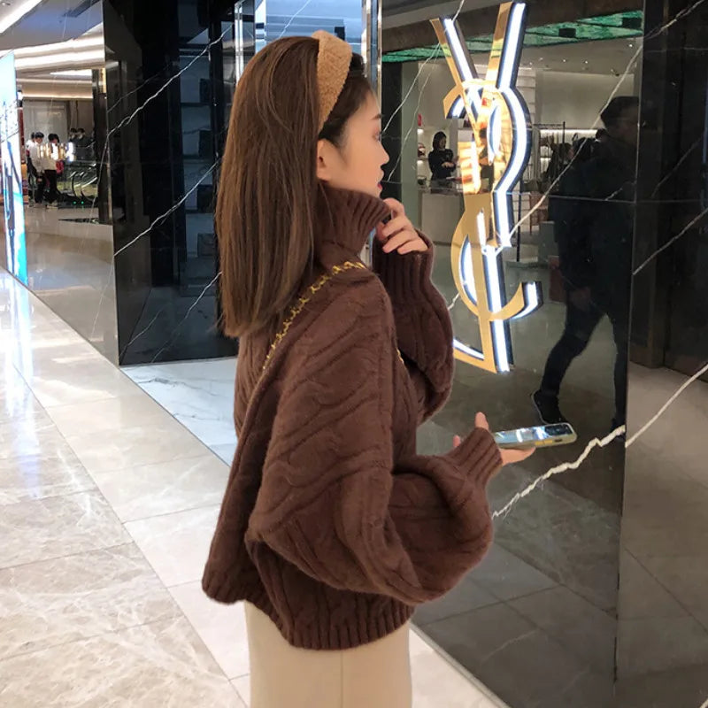 Casual Loose Vintage Solid Color Pullover Christmas Sweater