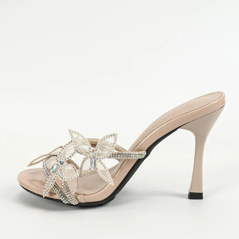 Glamorous  High Quality Non-Slip Crystal Butterfly Open Toe High Heel