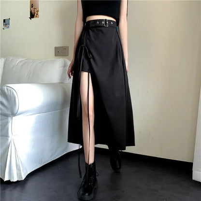 Long Solid Simple All Match High Waist Casual Comfortable Vintage Skirt