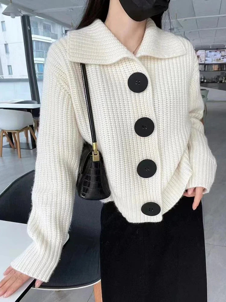 Loose Thick Large Button Knitted Autumn Winter Long Sweater