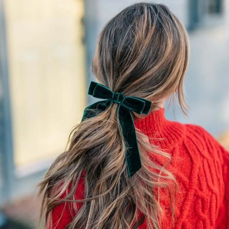 Velvet Bow Hair Clips - Christmas Hair Accessory for Women