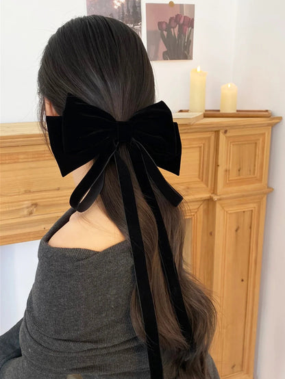Vintage Solid Color Head Bow - Christmas Hair Accessory for Women