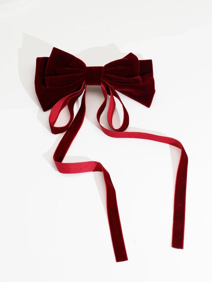 Vintage Solid Color Head Bow - Christmas Hair Accessory for Women