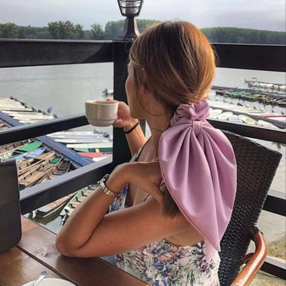 Vintage Silky Ribbon Elegant Solid Color Christmas Hair Ring Accessory