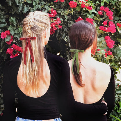 Solid Color Velvet Ribbon Barrette - Vintage Christmas Hair Accessory