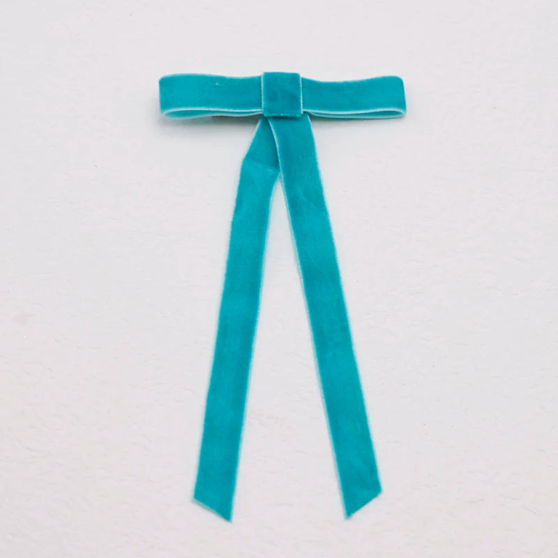 PU Leather Bow Long Ribbon Duckbill Clip Christmas Hair Accessory