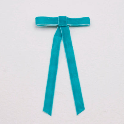 PU Leather Bow Long Ribbon Duckbill Clip Christmas Hair Accessory