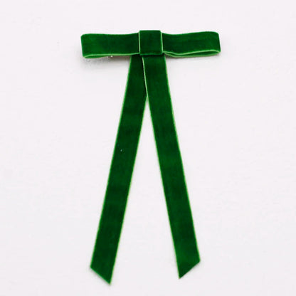 PU Leather Bow Long Ribbon Duckbill Clip Christmas Hair Accessory