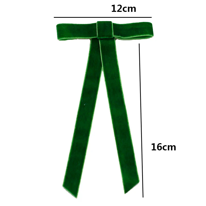 Solid Color Velvet Ribbon Barrette - Vintage Christmas Hair Accessory