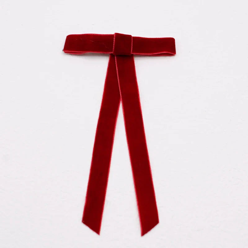 PU Leather Bow Long Ribbon Duckbill Clip Christmas Hair Accessory