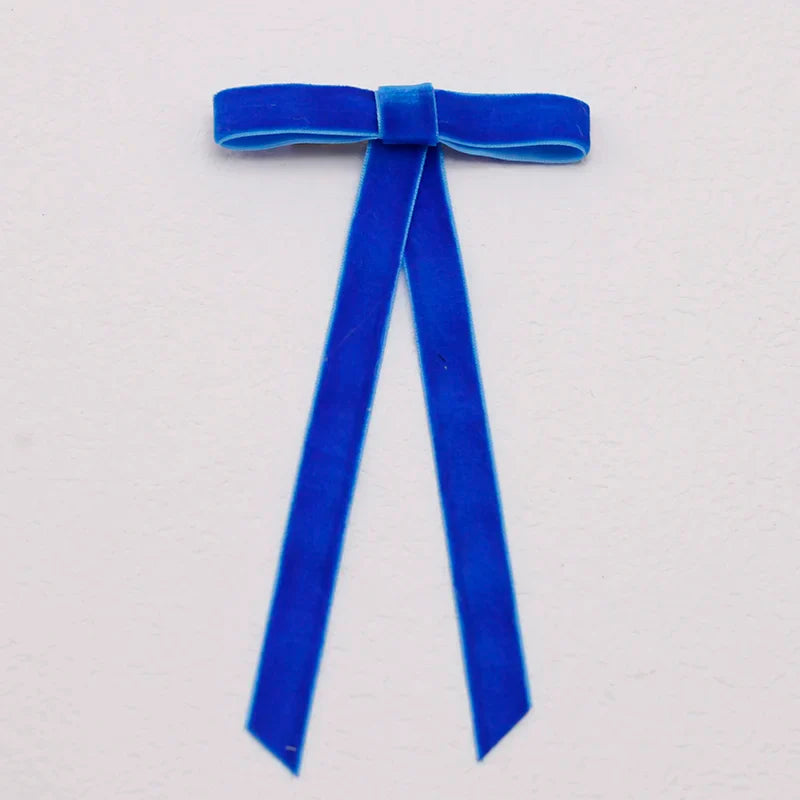 Solid Color Velvet Ribbon Barrette - Vintage Christmas Hair Accessory