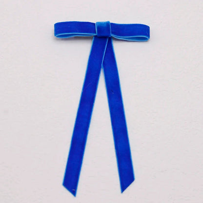 Solid Color Velvet Ribbon Barrette - Vintage Christmas Hair Accessory