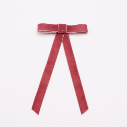 Solid Color Velvet Ribbon Barrette - Vintage Christmas Hair Accessory