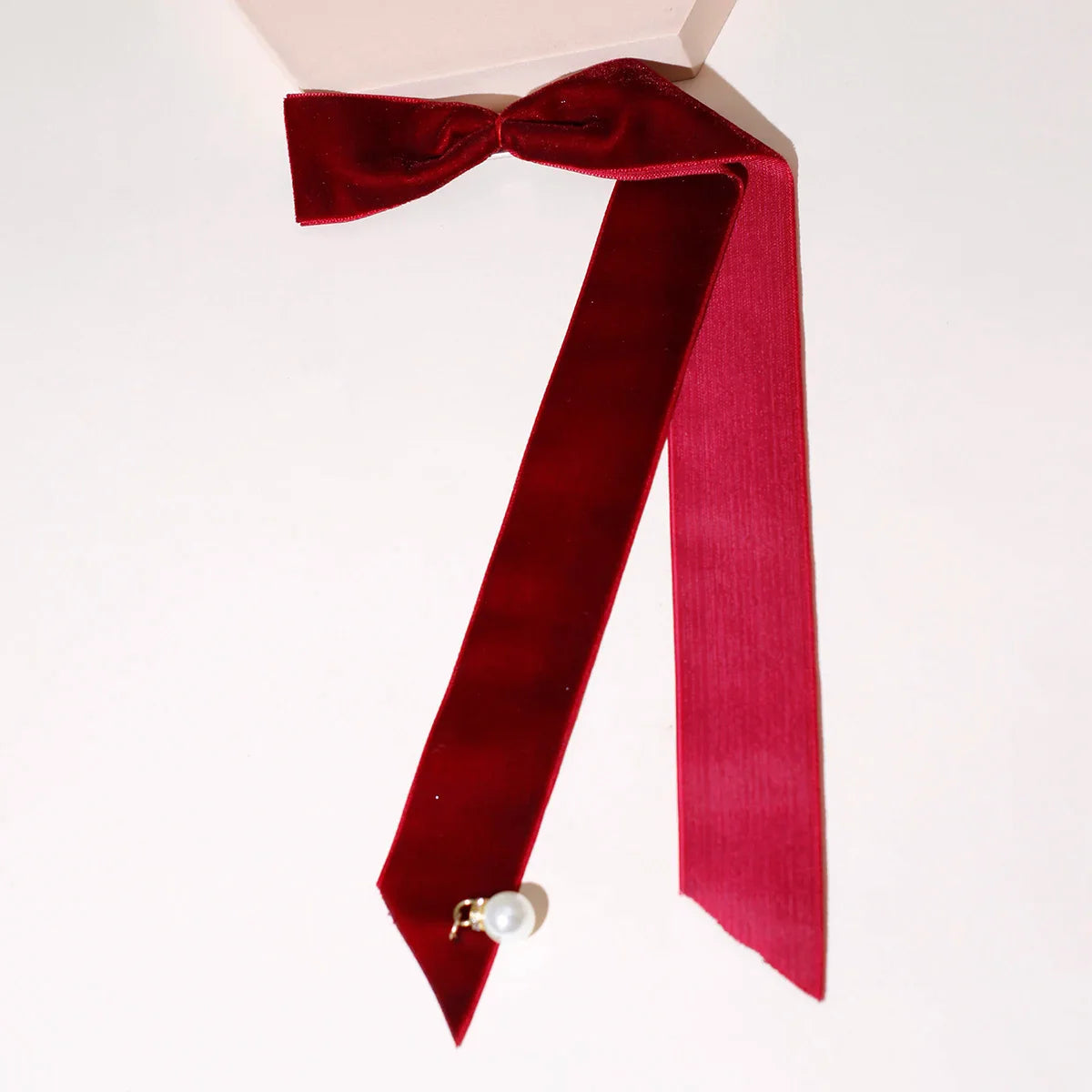 Velvet Ribbon Pearl Top Clip - Christmas Hair Accessory