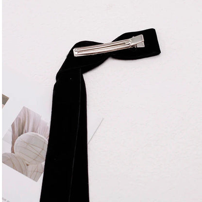 Velvet Ribbon Pearl Top Clip - Christmas Hair Accessory