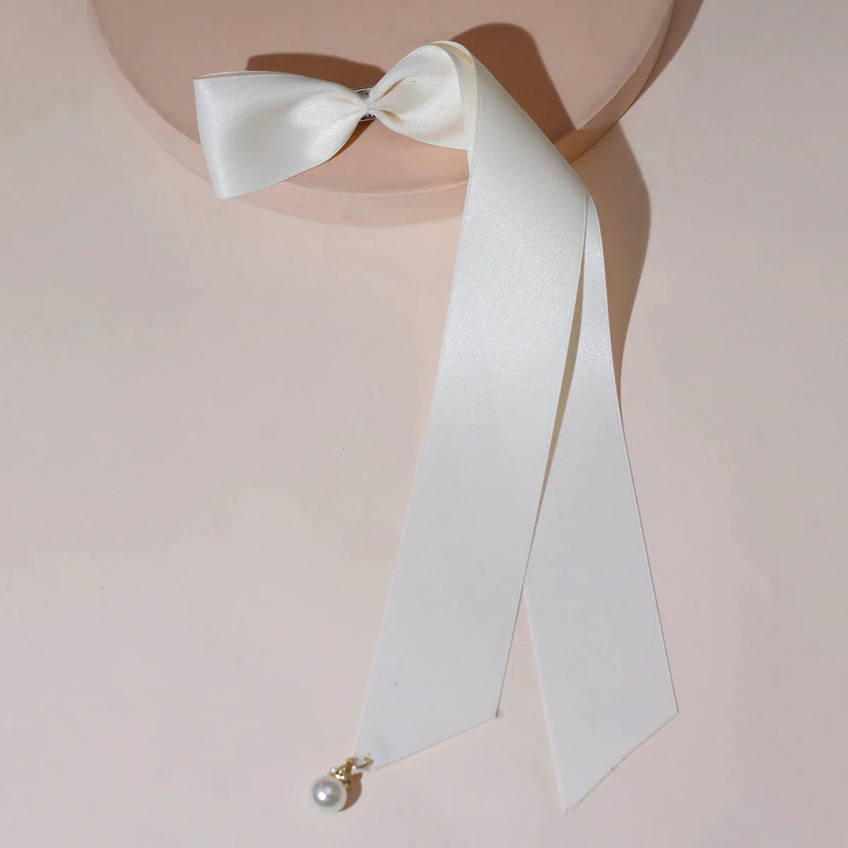 Velvet Ribbon Pearl Top Clip - Christmas Hair Accessory