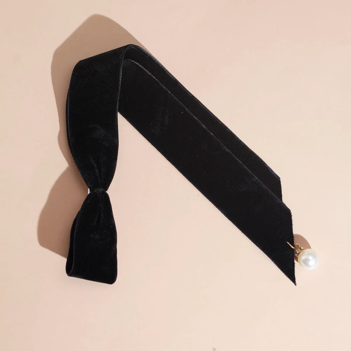 Velvet Ribbon Pearl Top Clip - Christmas Hair Accessory