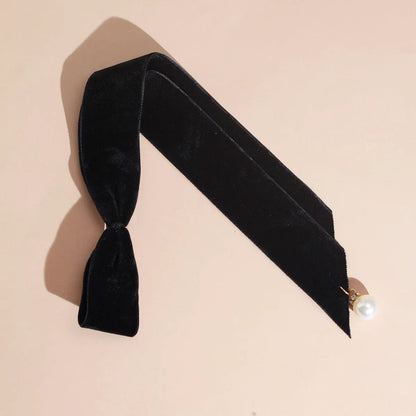 Velvet Ribbon Pearl Top Clip - Christmas Hair Accessory