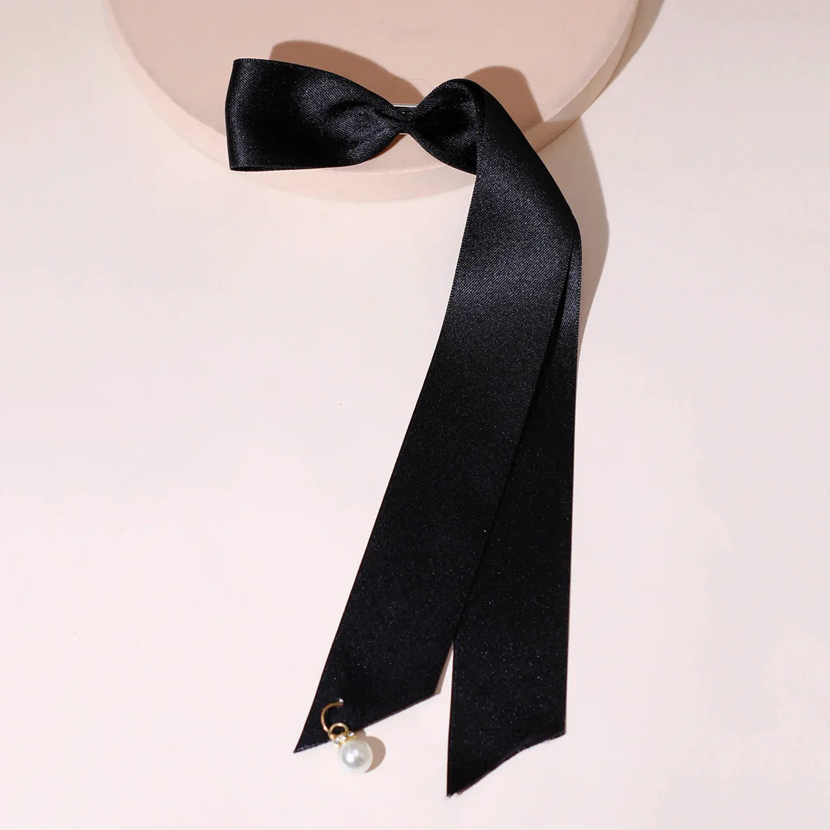 Velvet Ribbon Pearl Top Clip - Christmas Hair Accessory