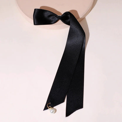 Velvet Ribbon Pearl Top Clip - Christmas Hair Accessory