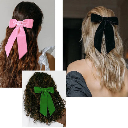 Velvet Ribbon Top Clip - Christmas Hair Accessory for Women