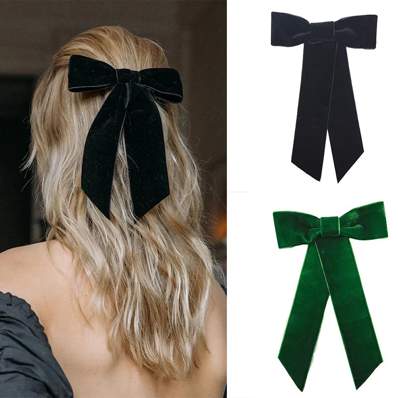 Velvet Ribbon Top Clip - Christmas Hair Accessory for Women