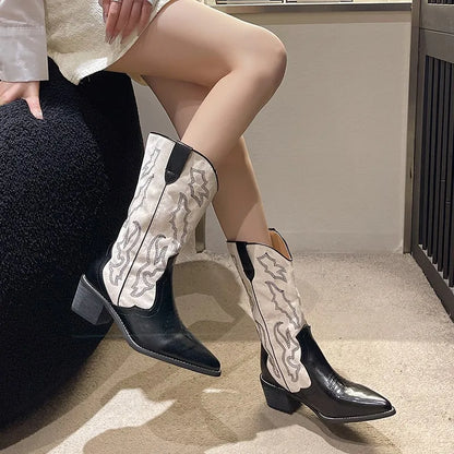 Vintage Chic Printed Casual Leather Comfortable Elegant Knee High Boots
