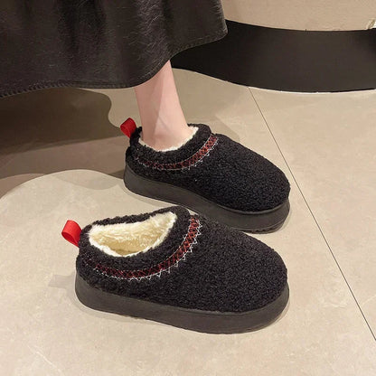 New Warm Fur Ankle Boots Women Flats Platform Slippers Plush Flip Flops Winter Cotton Shoes for Women Brand Design Snow Botas