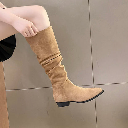 Comfy Fashionable Chunky Heel Pointed Toe Stylish Knee High Boots